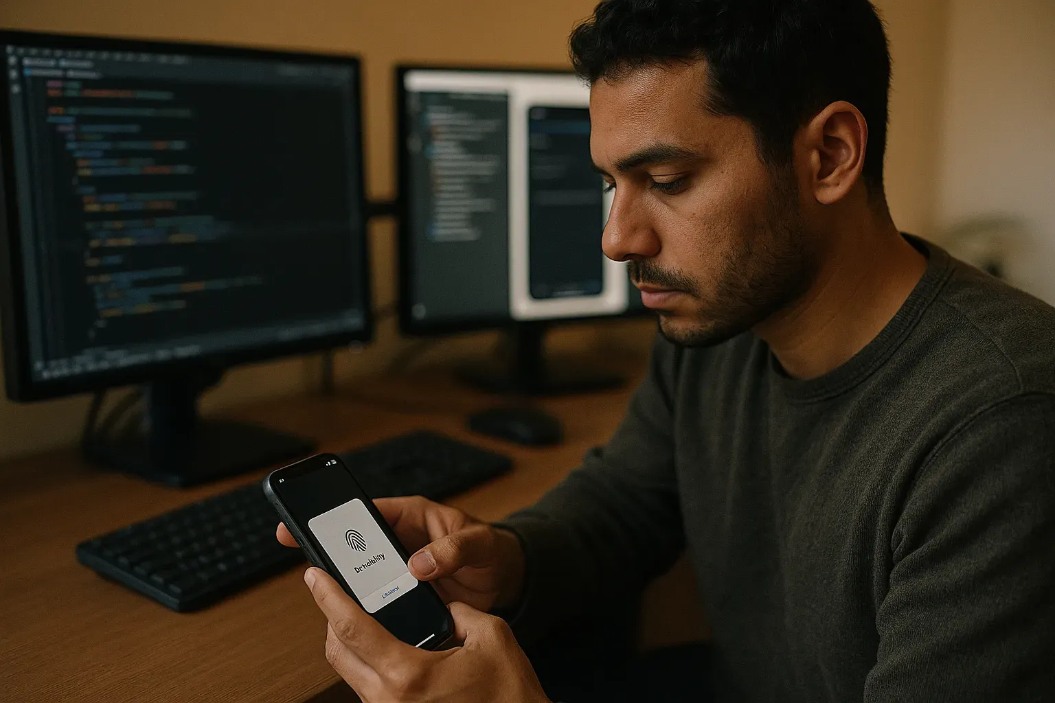 Secure mobile app login screen on a smartphone.