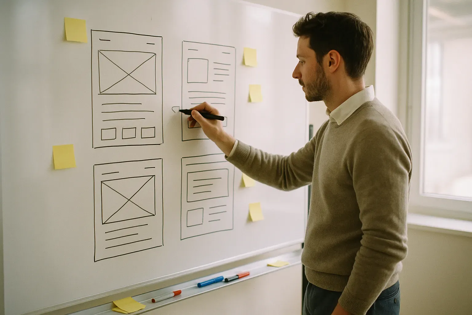 Developer comparing app options on screen