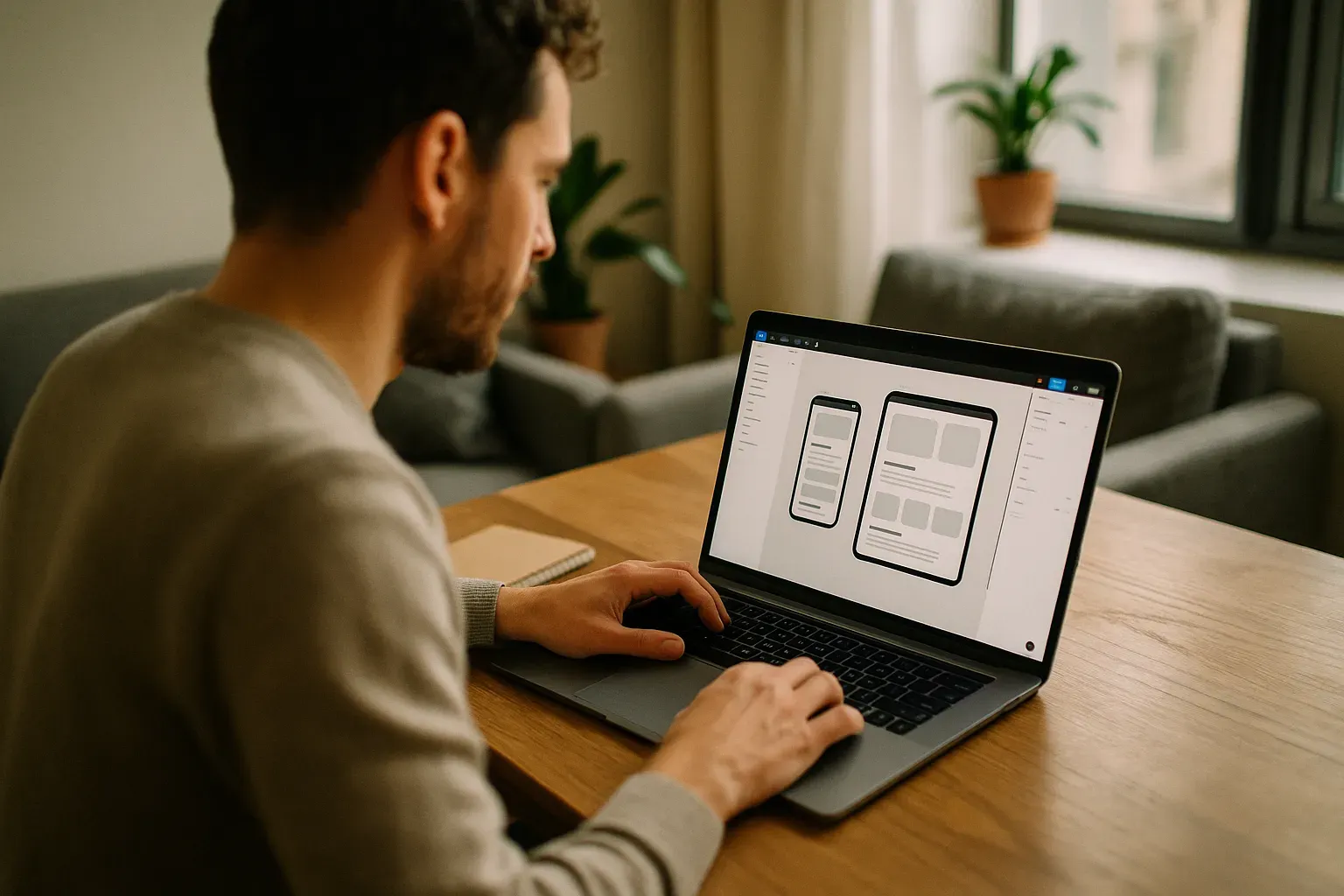 A person using different Android devices.