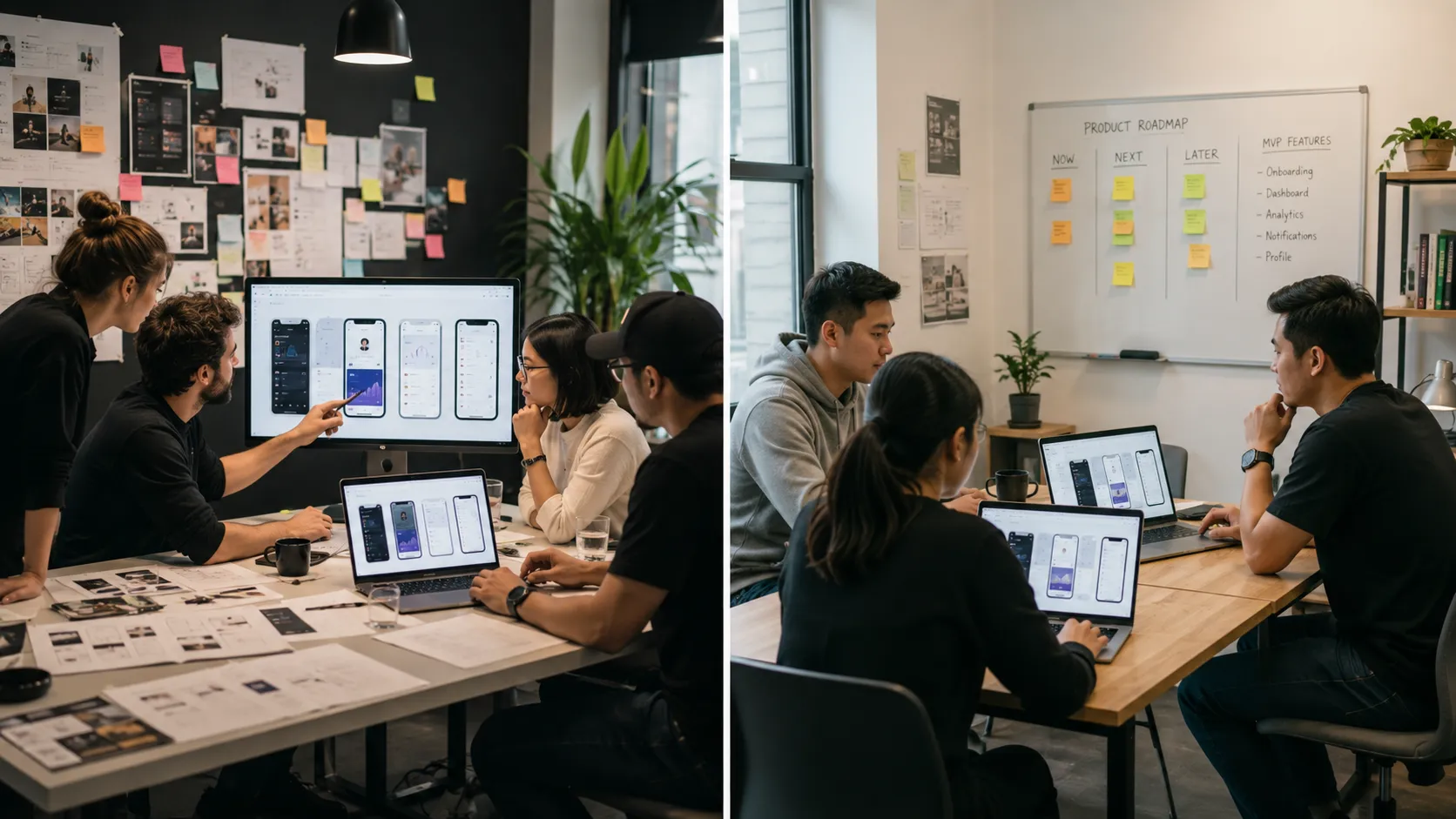 Side by side comparison of agency studio, in