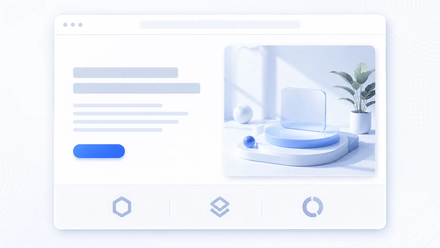 Wireframe of a landing page hero with headline, subheadline, one CTA, hero image, then a band of three customer logos under the fold