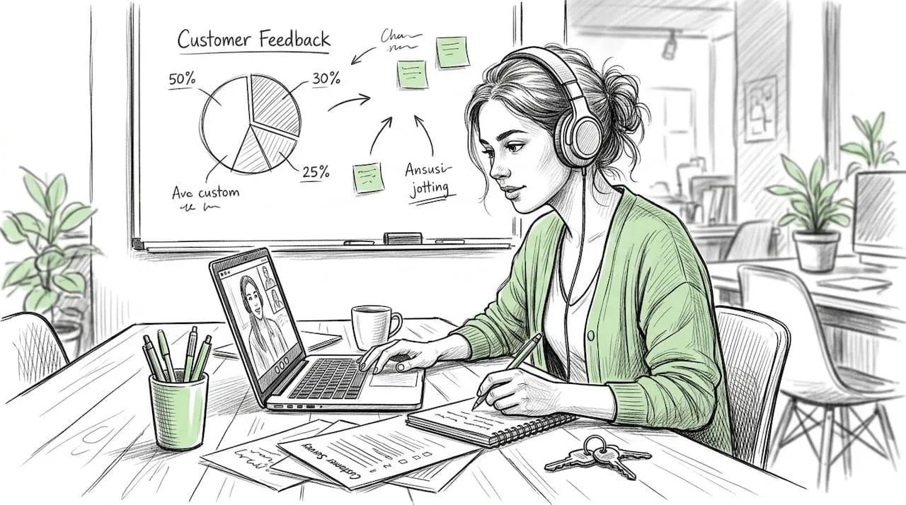 Founder reviewing customer interview notes alongside a smoke