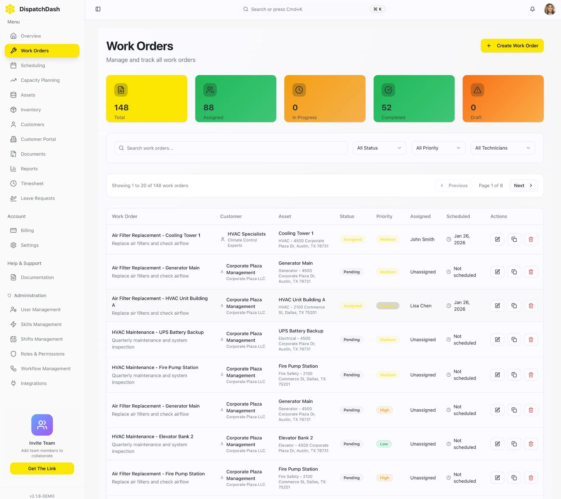 Operations dashboard mockup showing dispatch, support load, and capacity metrics in real time, placed after section 5