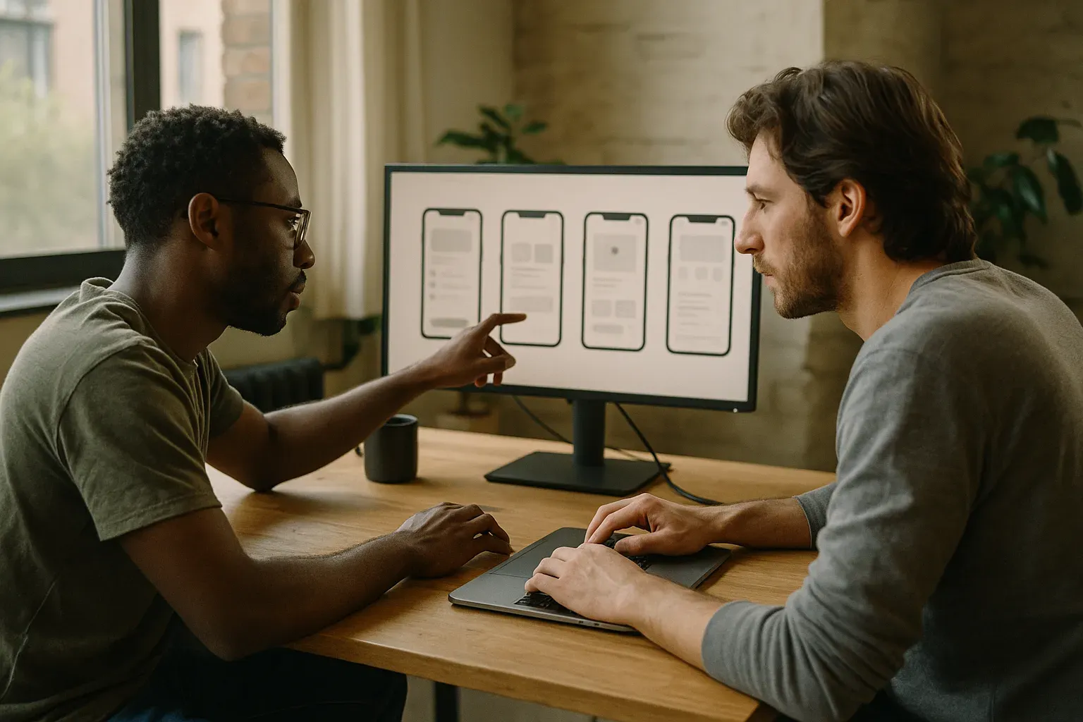 Customers using a self-service app on smartphones.