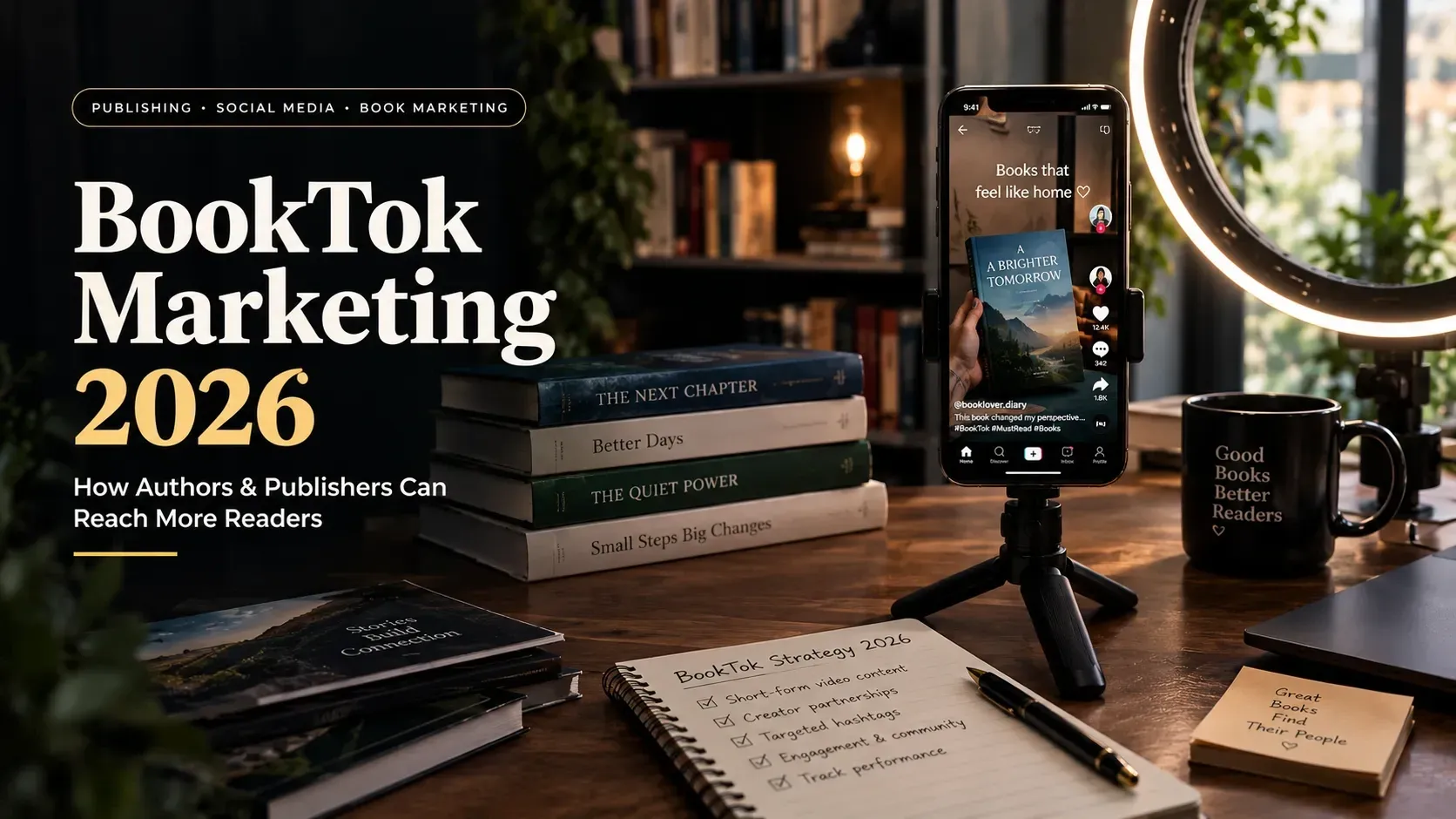 BookTok marketing 2026 showing an author promoting a book on social media