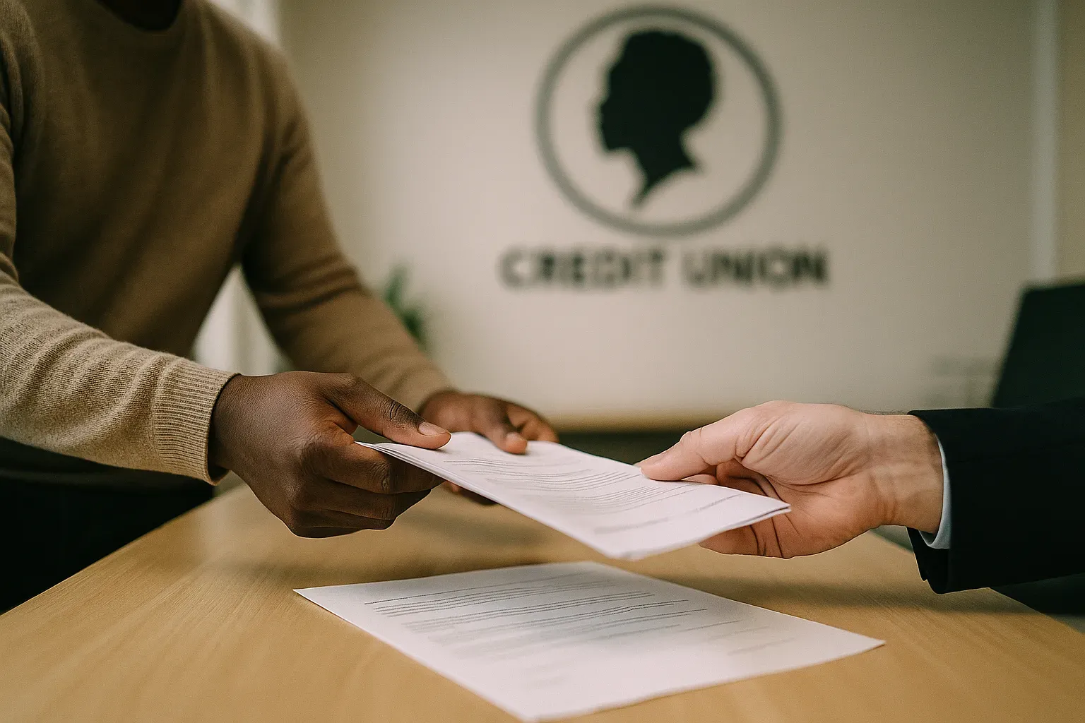 Member engaging with a teller at a Black-owned credit union