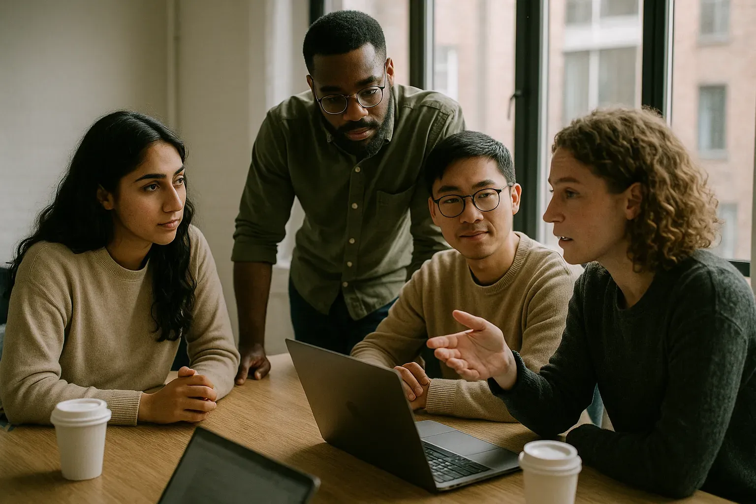 Diverse young professionals collaborating in an office