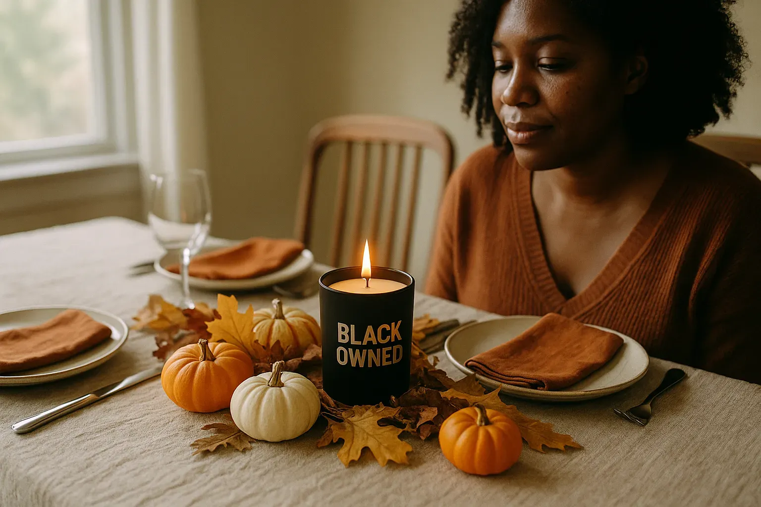 Fall dining table with mixed textures