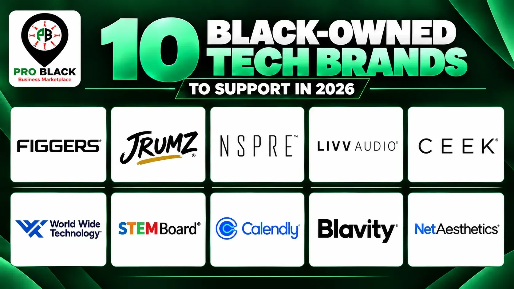 Logos of 10 Black-owned tech brands to support in 2026