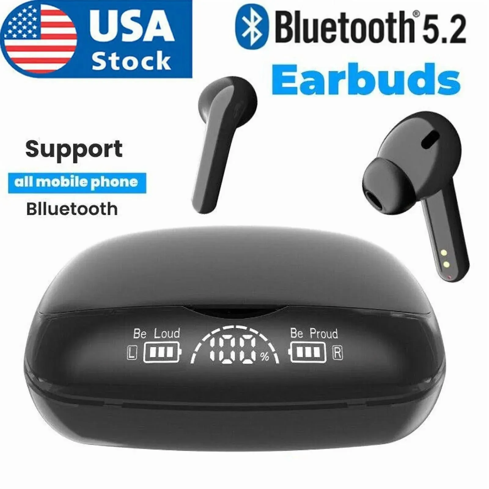 RHEA True Wireless Earbuds, Bluetooth 5.2, Waterproof, Charging Case