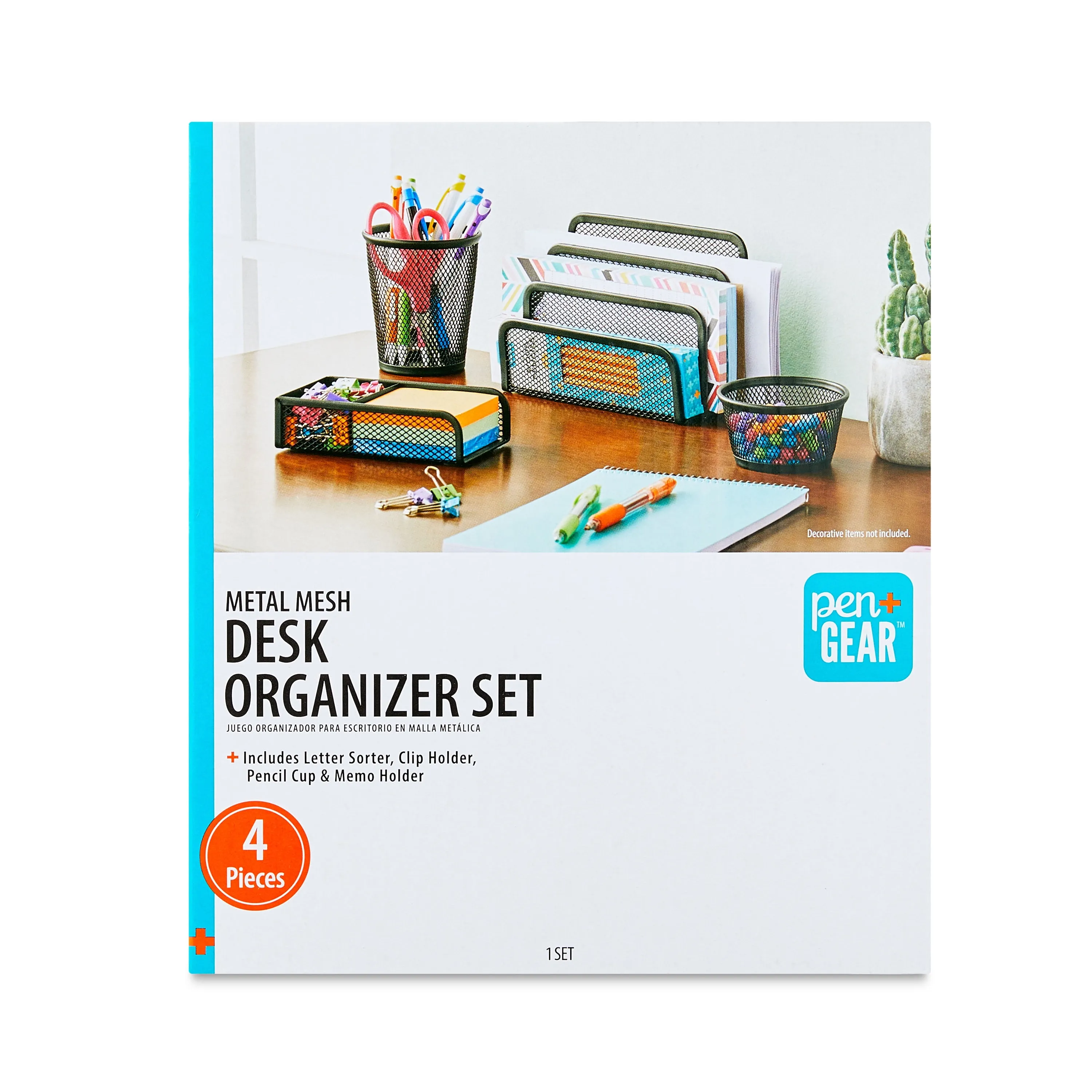 Pengear Metal Desk Organizer Set Black 4 Pieces