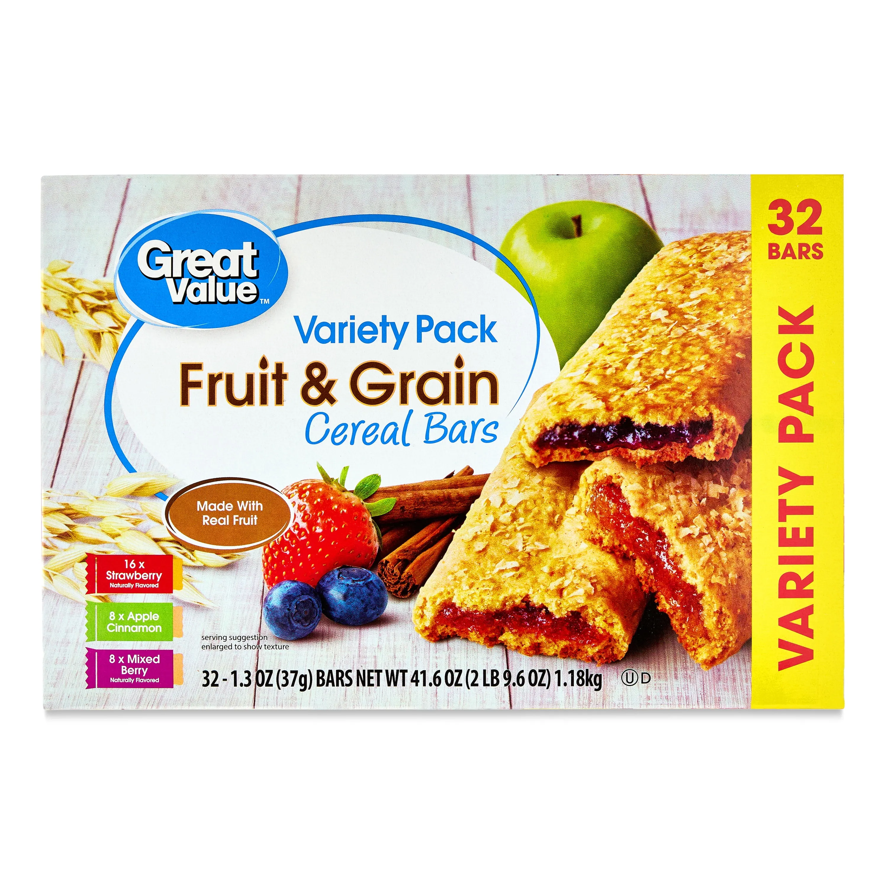 Great Value Fruit and Grain Cereal Bars Variety