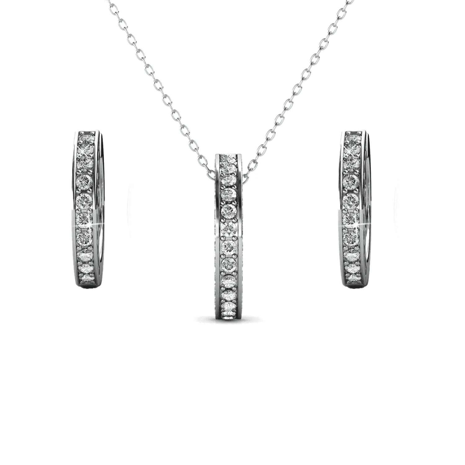 Viviana 18k White Gold Plated Silver Jewelry Set with Swarovski Crystals for Women