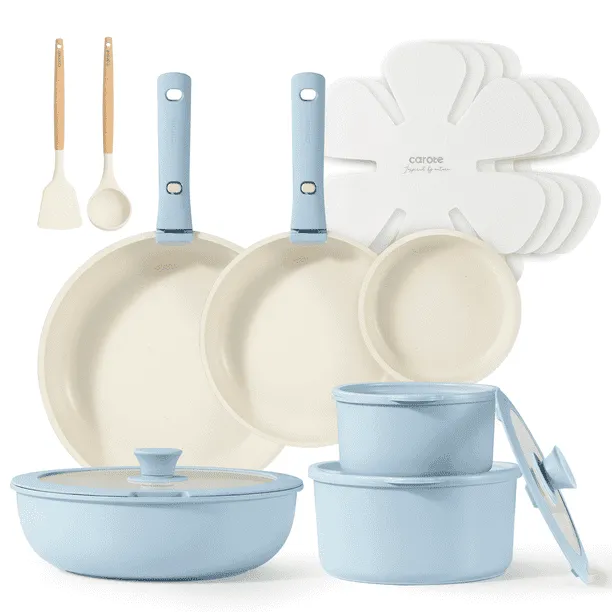 Carote 18 Pcs Nonstick Cookware Set Pots and Pans