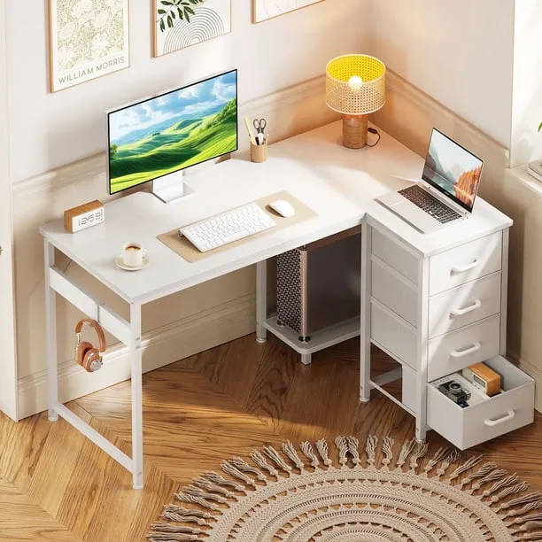 48 Inch Computer Desk with 4 Fabric Drawers Home