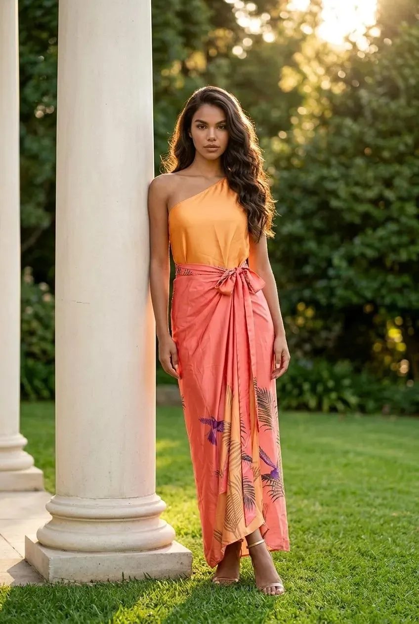 Zara One Shoulder Wrap Dress