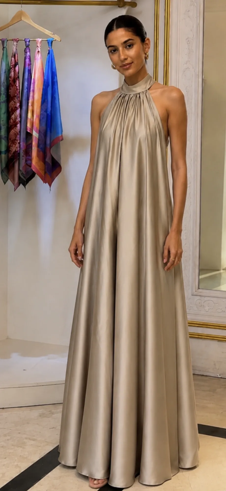 Champagne Grace Halter Gown