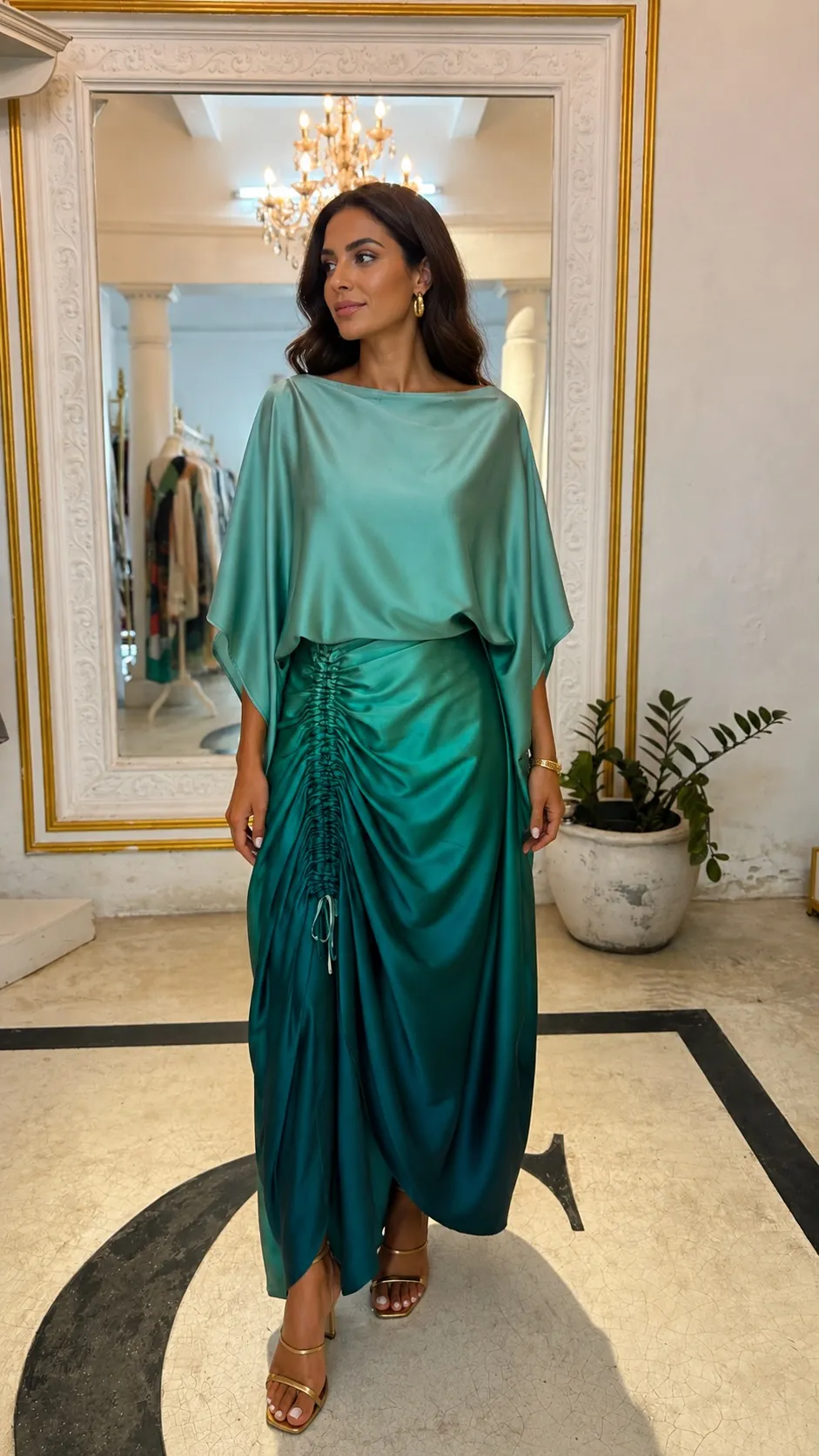 Rienna front side rooshed wear it your way dress, view 2