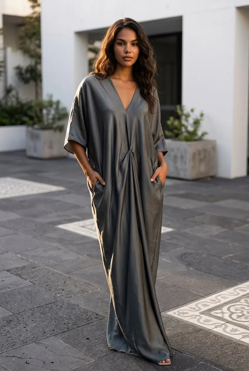 Samara Kaftan pleated front drape