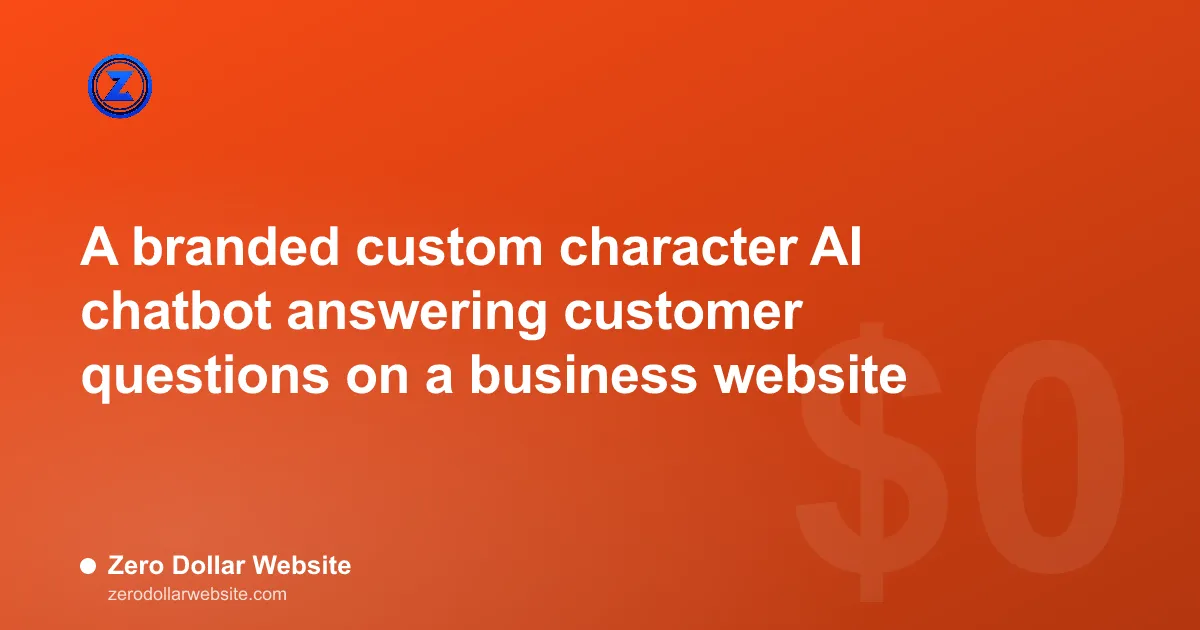 A branded custom character AI chatbot answering customer questions on a business website